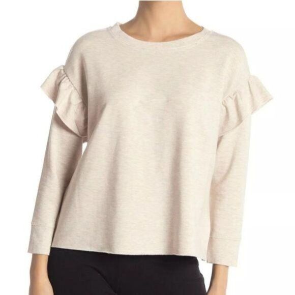 UGG Amara Sweatshirt Ruffle Sleeves Crew Neck Women's Size Small - Picture 1 of 7